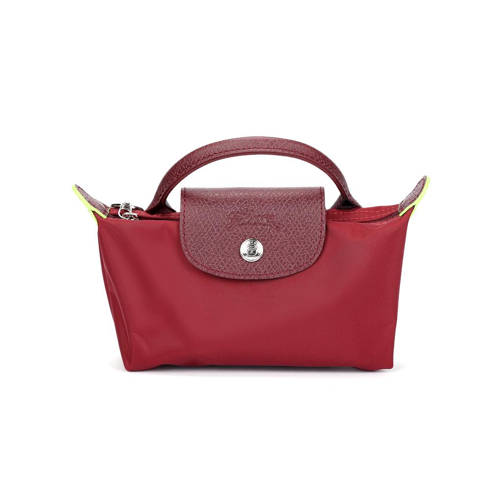 Longchamp Borsa Tote a Forma di Raviolo Pliage Manico in Pelle Bordi in Pelle Nylon Regular da Donna Rosso Melograno 34175919P98