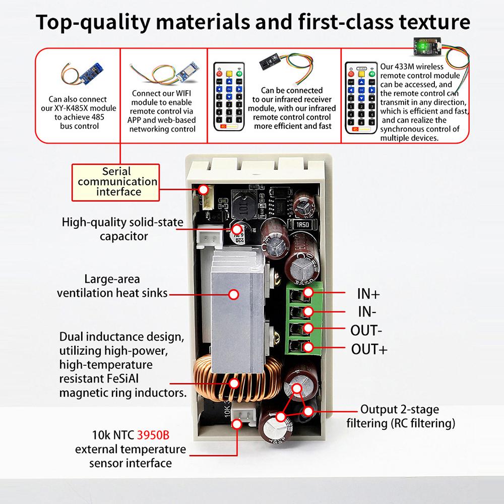 XY6506X/XY6509X 390W 585W CNC Adjustable DC Voltage Regulator Power Supply Constant Voltage/Current Buck Module MPPT Charging