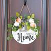 Welcome Doorplate: Artificial Flower Wreath with Wooden Sign for Home Decoration