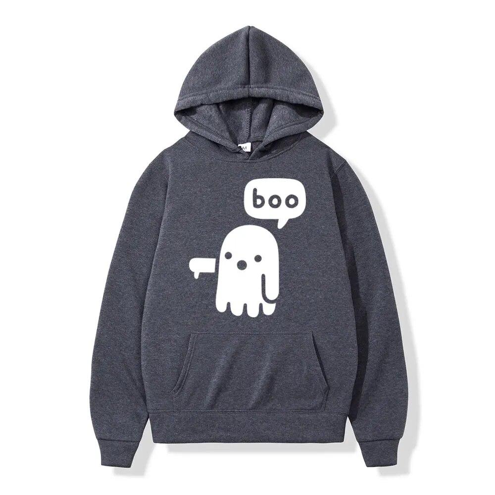 Funny Boo Ghost Printing Hoodie Unisex's Women High Quality Fleece Hoodies Casual Fashion Oversized Hooded Sweatshirts Streetwear