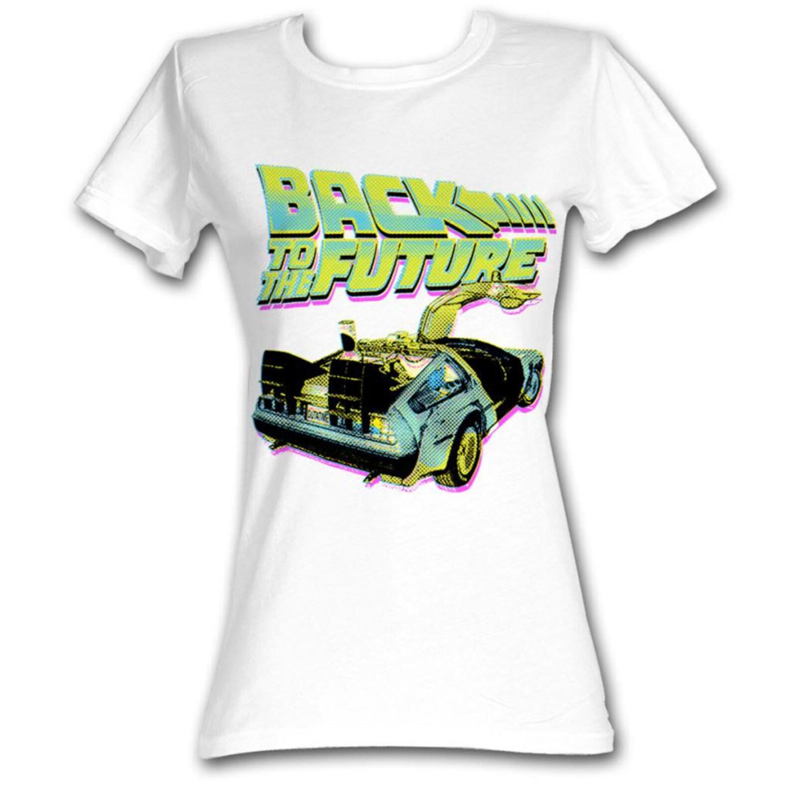 Back to the Future Neon White Junior Women s T-Shirt S