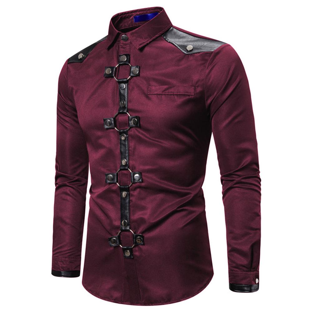 2020 New Men's Shirt Gothic Style Rivet Casual Long Sleeve Shirt Men's Costume