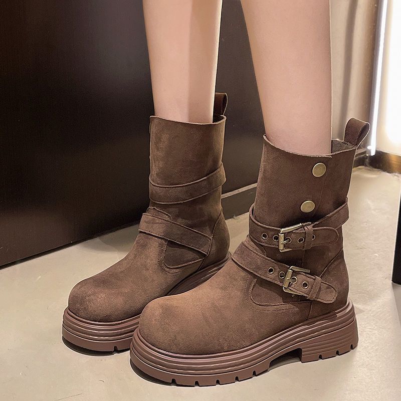 

Ретро британские ботинки Мартин женские осень 2025 новая мода полусапоги два способа носки платформа локомотивные короткие ботинки 40