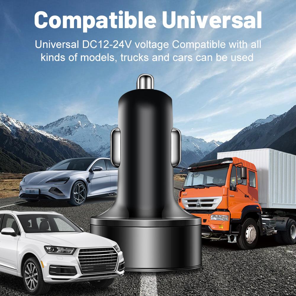 100W Car Charger Fast Charging 5 Port with Digital Display Flash Charger For iPhone Samsung Xiaomi Multi Port Cigarette Lighter
