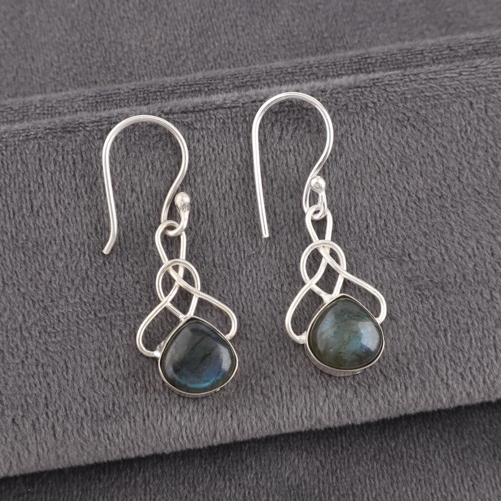 Labradorite Earrings, Handmade Gemstone 925 Sterling Silver Earrings Balancing Jewelry, For Gift Silver Earrings Gift For Women