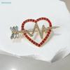Red Heart Rhinestone Brooch - Cupid Arrow Design Lapel Pin for Valentine's Day and Daily Wear