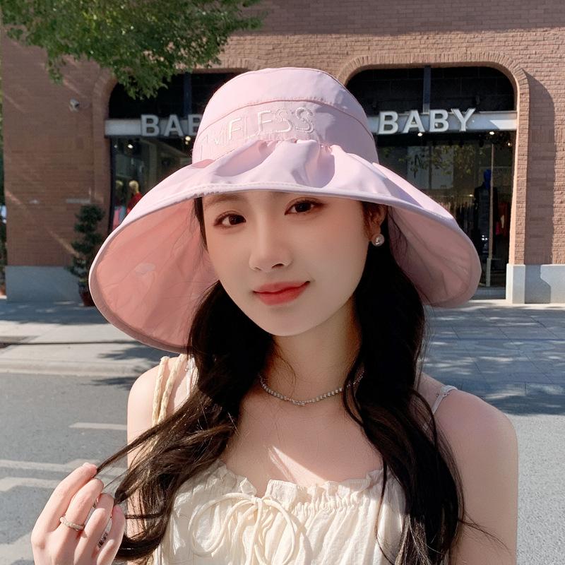 Hat women's summer sunscreen empty top sun hat new double-sided with large edge bucket hat adjustable casual versatile tide