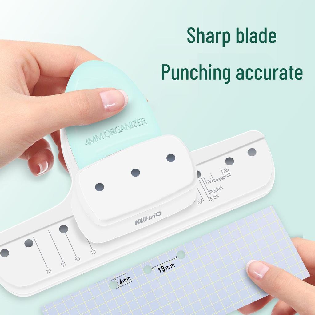 Notebook Puncher 9027: 4mm Multi-Hole Punch for Loose-Leaf Binders, 3 or 6 Holes, Manual Student Use