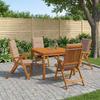 5 Piece Outdoor Dining Set Natural Solid Acacia Wood
