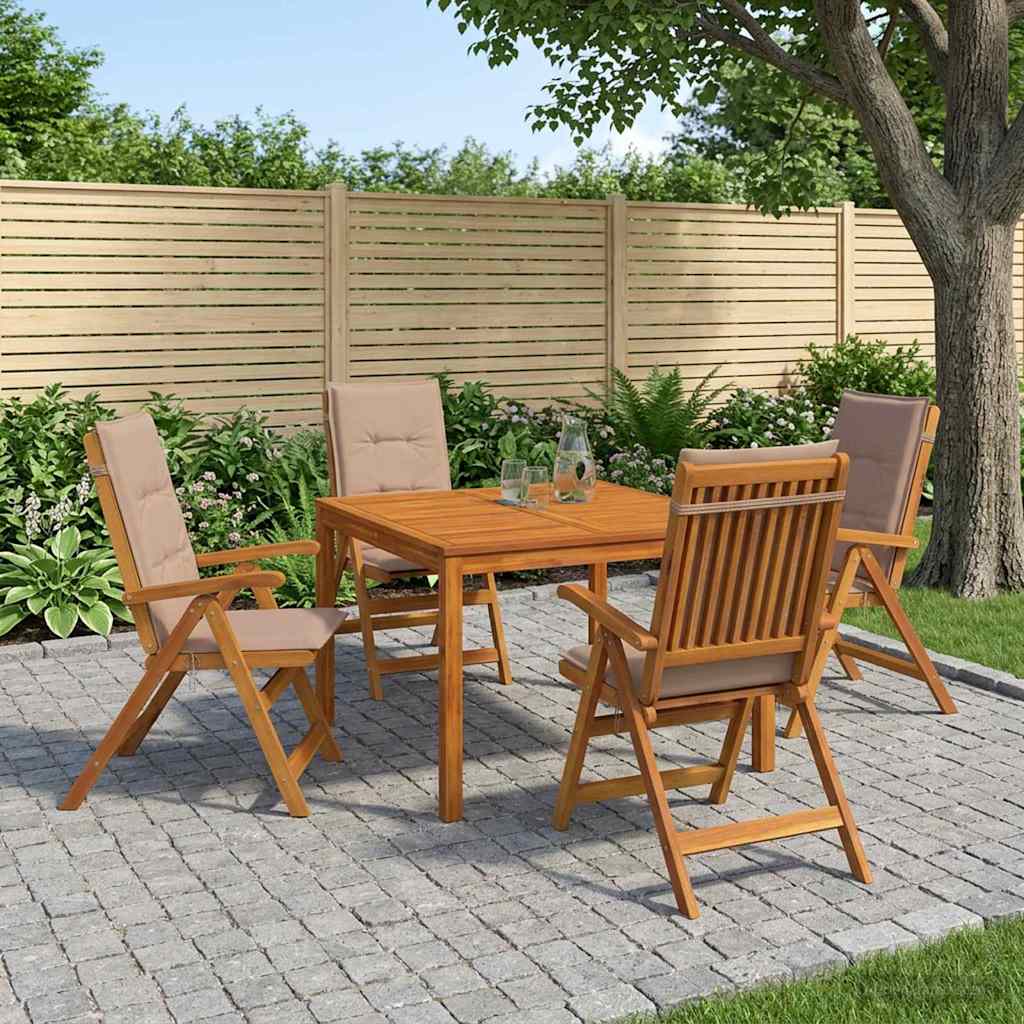 5 Piece Outdoor Dining Set Natural Solid Acacia Wood