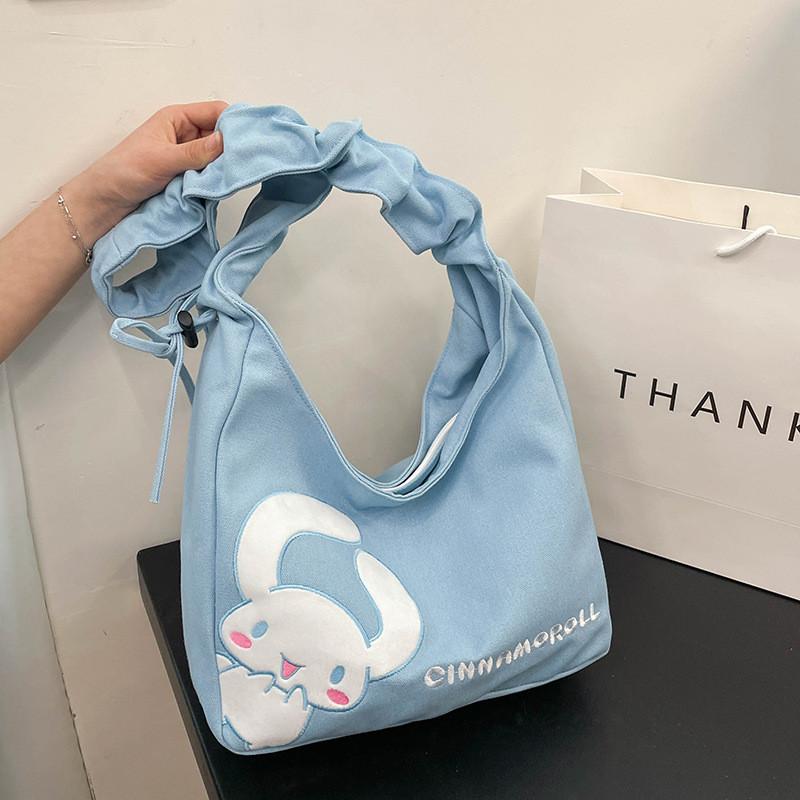 Hello Kitty Melody Kuromi Canvas Shoulder Bag With Stitching Details For Student And Outing