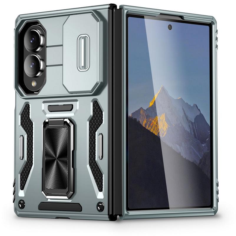 For Samsung Galaxy Z Fold 8 Ultra Case Armor Metal Ring Holder Slid Camera Protective Cover For Galaxy Z Fold 8 7 6 5 Funda