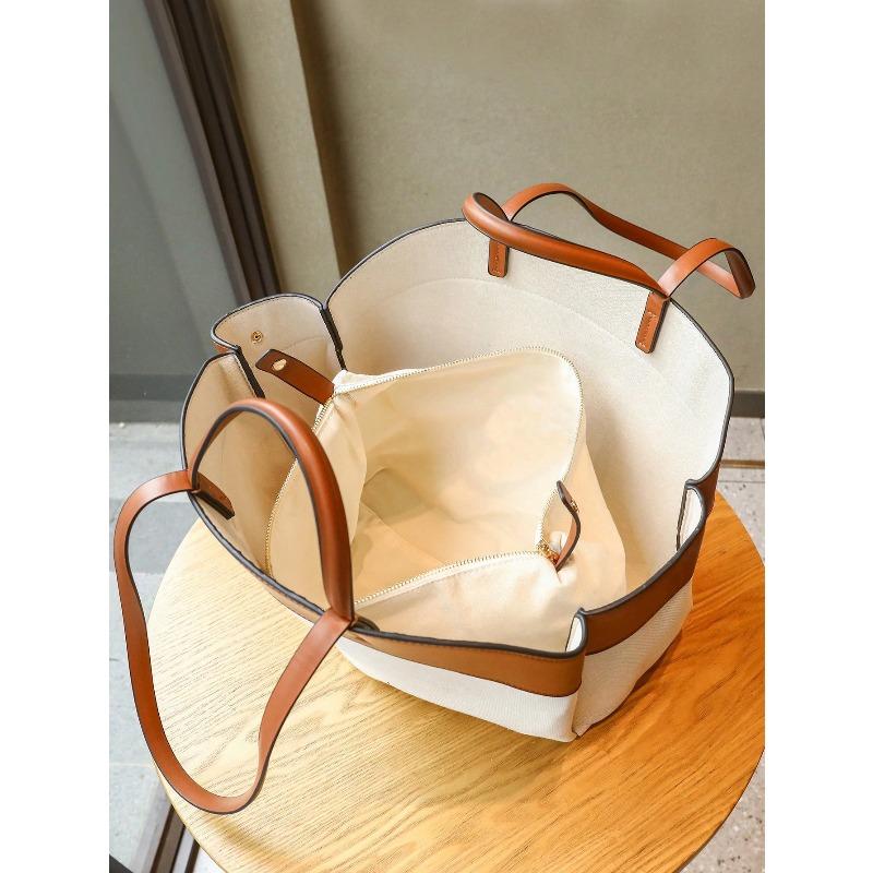 Women's bag, canvas tote bag, premium texture, versatile, large capacity, hand-held, single shoulder large bag