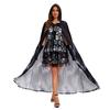 Girls Halloween Costume Neck Sling Skull Print Dress Horror Ghost Bride Cosplay