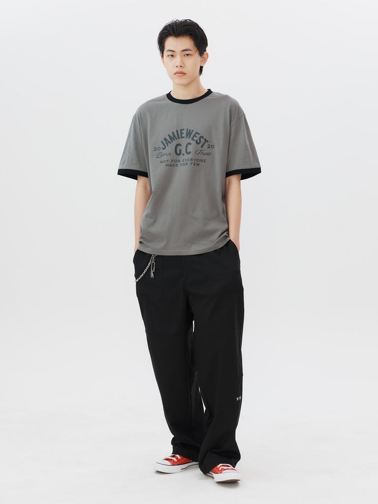Jeimiweseuteu Jwgc Lettering Regular Ringer T-Shirt (Gray)