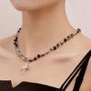 Vintage Beaded Crossed Star Necklace for Women Fashion Aesthetic Y2k Jewelry