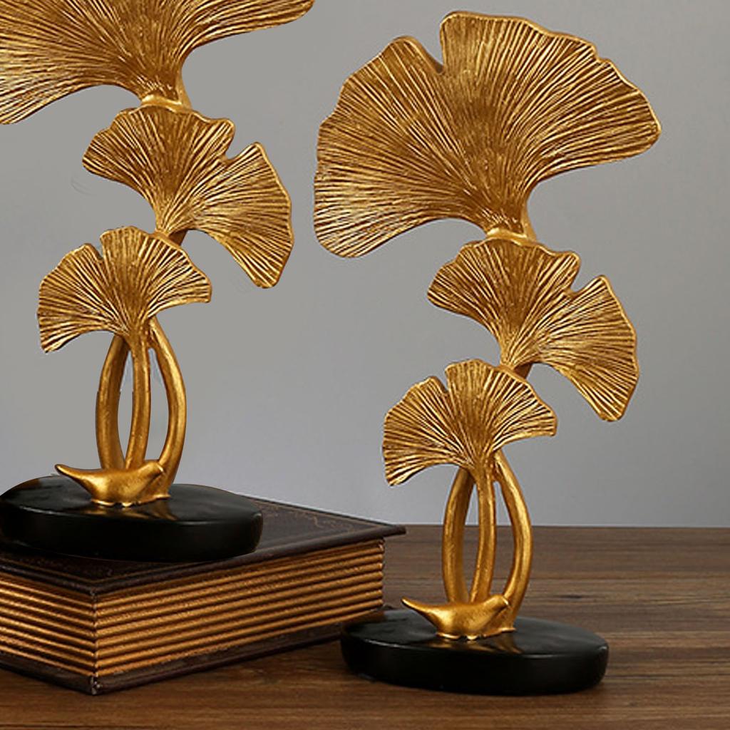 Resin Nordic Ginkgo Three Leaf Crafts Sculpture European Modern Desktop Ornament Model For Living Room Hallway Home Decoration