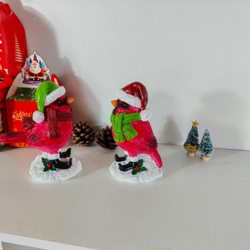 Christmas Couple Red Bird Resin Decorative Piece For Home Table Decoration, Scene Setting, Various Festival Gifts