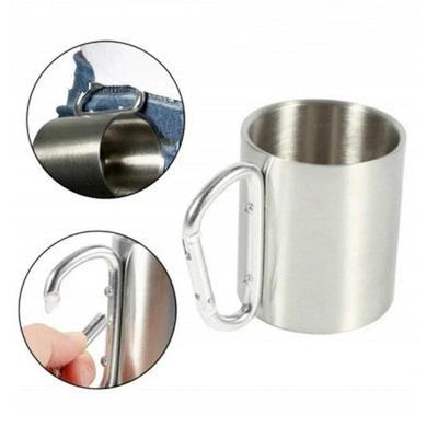 Double-layer Stainless Steel Carabiner Cup Outdoor Travel Camping Home Portable Creative Tea Cup