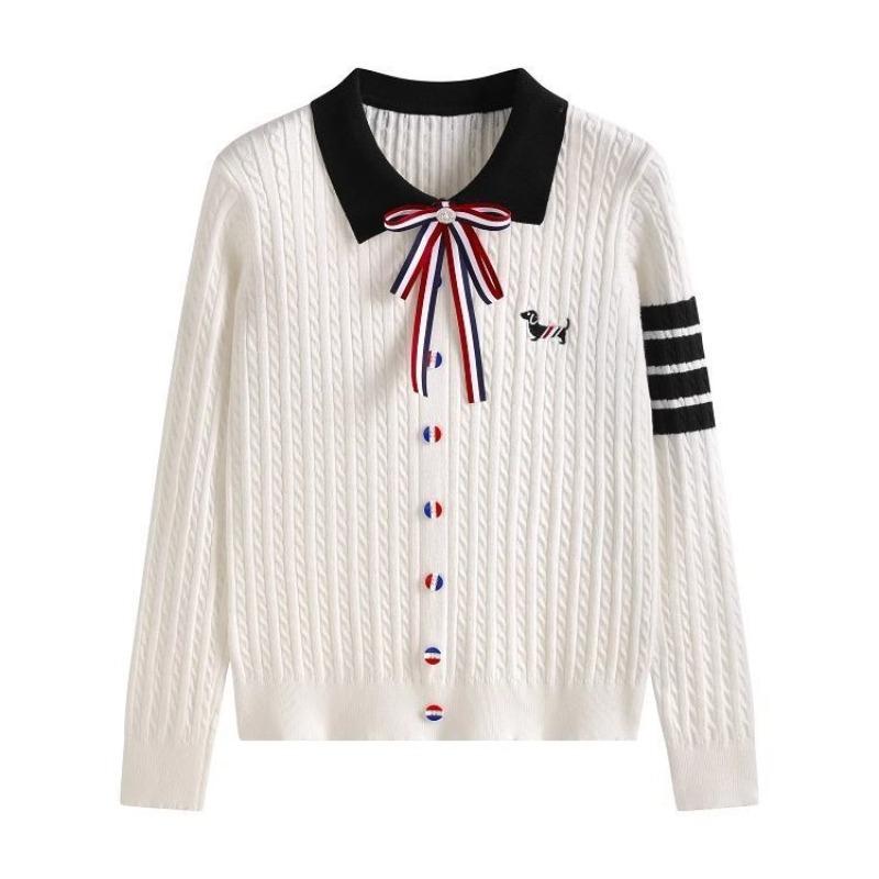White V-neck Long-sleeved Knitted Cardigan Women's Spring Slim-fit College Style Small Man with Bottom Short Top