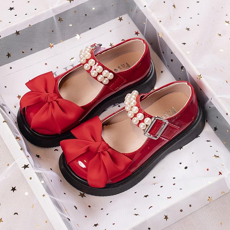 

Children Princess Shoes Pearl Elegant Kids Leather Shoe Fashion Sweet Girls Lolita Party Wedding Single Shoes Glossy Mary Janes 37