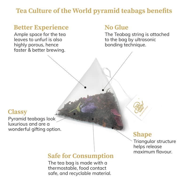 Tea Culture Of The World, Soothing Chamomile Herbal Tea | Relaxing & Destressing | Whole Flower Blend | Sweet Aroma & Delicious Taste| 16 Co