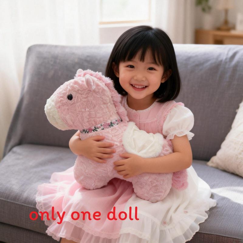Handmade Pink Pony Plush Toy With Soft Short Plush For Kids Bedroom Decor And Gift