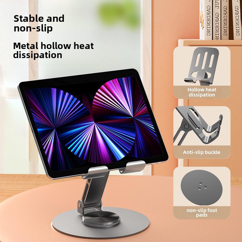 Um 360° drehbarer Telefon- und Tabletständer aus Metall, faltbar und multifunktional für Live-Übertragungen