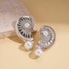 Cold wind imitation pearl conch pattern silver needle earrings seaside vacation style fashion earrings