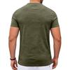 Men's Summer Casual Slim Fit Muscle Texture Henley Short Sleeve T Shirt Lightweight Breathable Vintage Style Tee