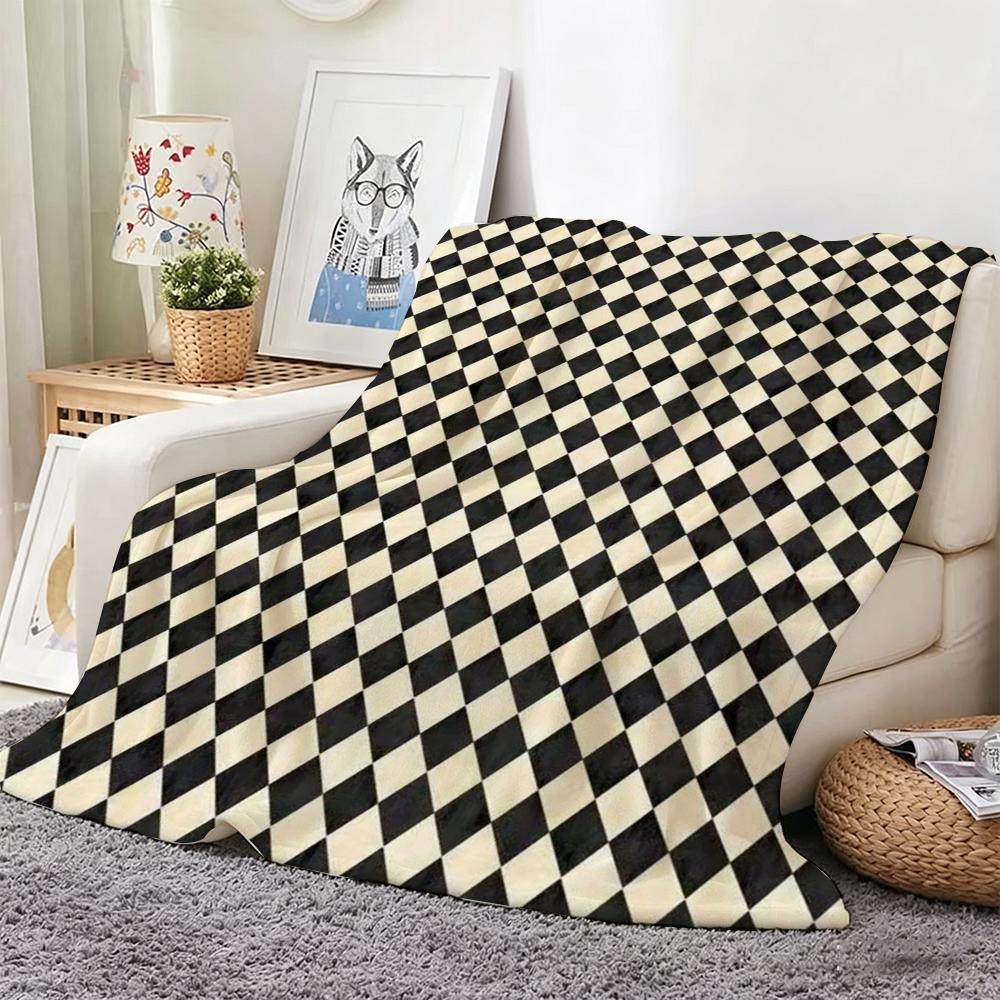 Classic motif C-Checkerboard Throw Soft Warm Throw Blanket for Bedroom Living Room Bed Travel Camping Picnic Gift