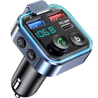 Rask Billader med Bluetooth 5.3 FM-sender - USB-C PD & QC3.0 for iPhone/Samsung