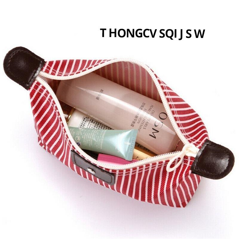 Travel Portable Bag Striped Folding Dumplings Shape Wash Bags for Makeup Storage Women Cosmetic Sundries Travel Portable Bag