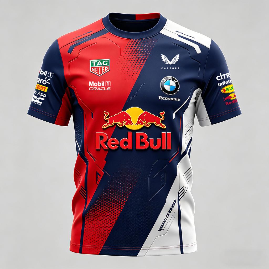 Red Bull Racing Suit 3D Printed T-shirt Suitable for Both Men and Women, Casual Sports T-shirt