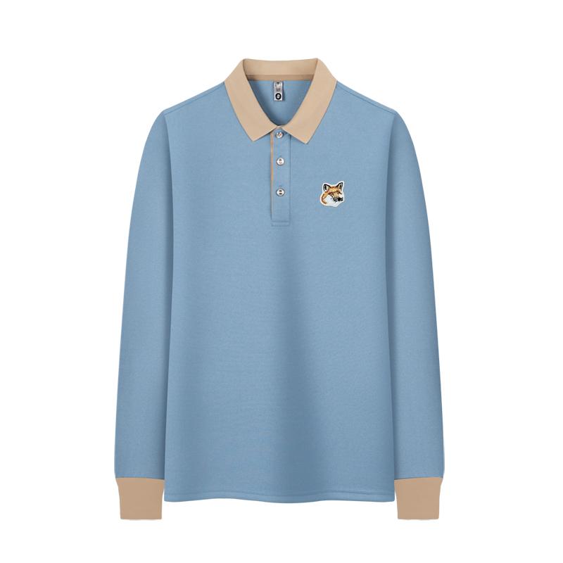 2026 Spring and Autumn Men s Colored Retro Long sleeved Lapel Loose Casual Fox Print POLO Shirt XXXXL