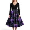 Women's Casual And Fashionable V-neck Long-sleeved Halloween Printed Dress