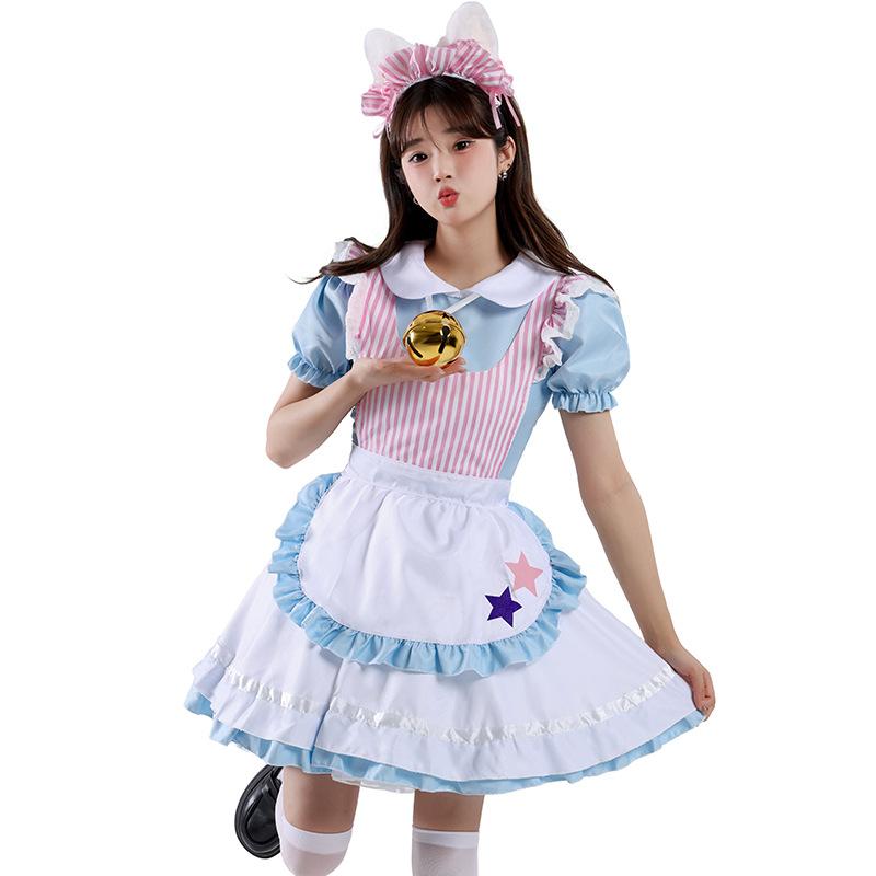 Japanese cute blue sexy cat maid dress cafe maid dress work dress