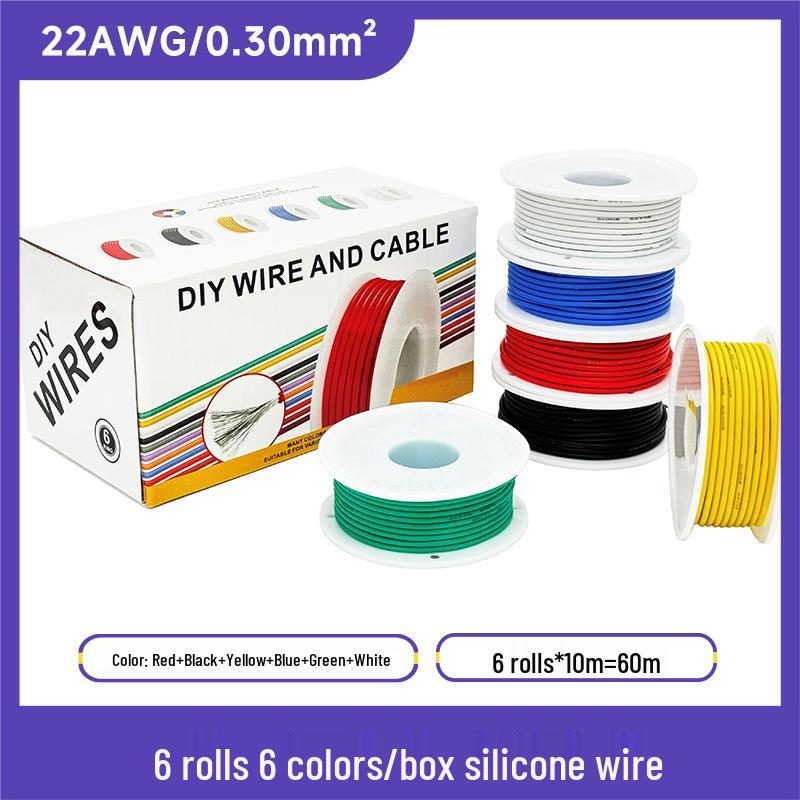 6 Rolls Silicone Wire Set - Extra Soft, High Temp Resistant, Ideal for Model Aircraft & Drones.