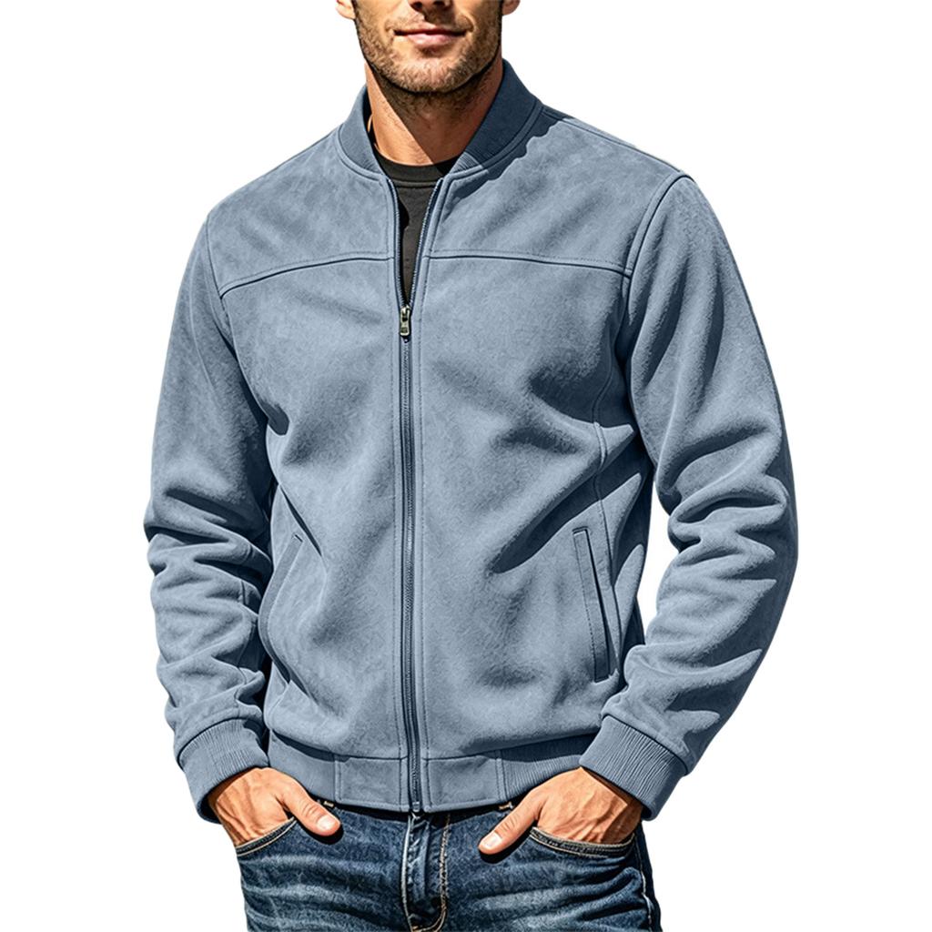 Men's Baseball Jacket Long Sleeve Zip-Up, Casual Fashion Coat for Fall and Winter