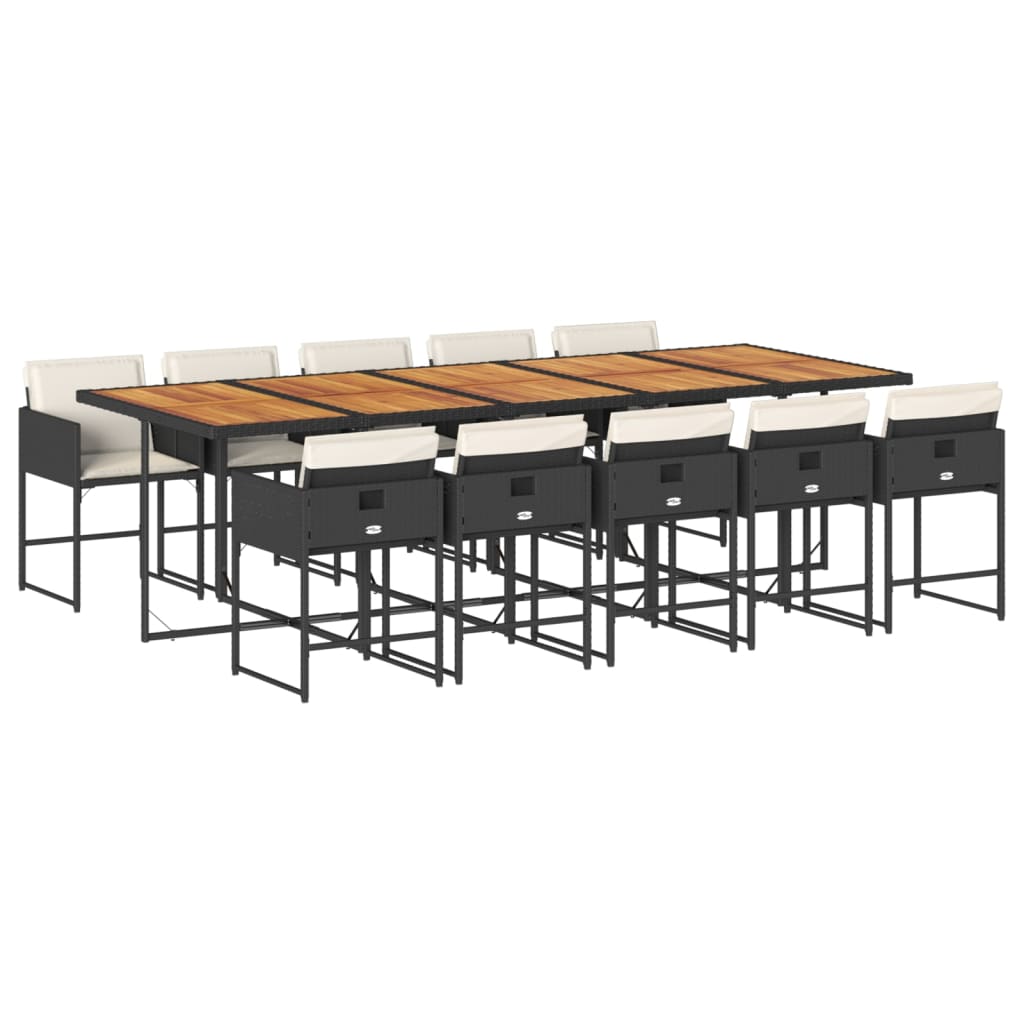 Vidaxl 11-Cz. Gartenmöbel-Set, Mit Kissen, Schwarzes PE-Rattan
