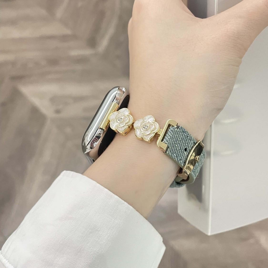 

Ремешок из джинсовой кожи Camellia для Apple iWatch S11, Xiaomi Mi Band 10, Huawei GT6 14mm (without connector)