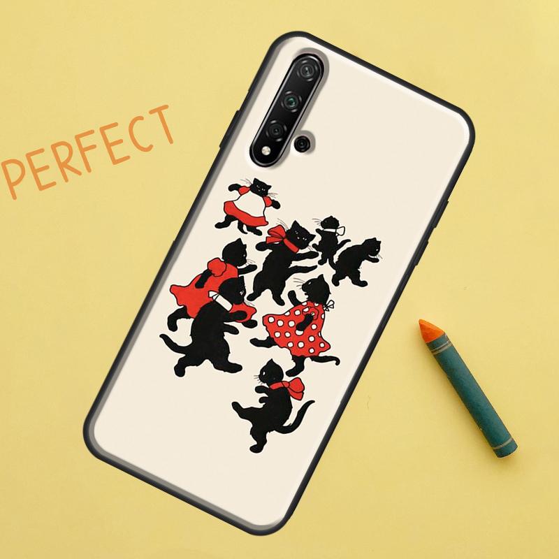 Black Cat Face Kitty For Huawei Nova 12s 11i 7i 8i 12i Y73 Y70 Y90 Y60 Y72 Y61 Y91 9 10 SE P40 Lite P30 Pro Case