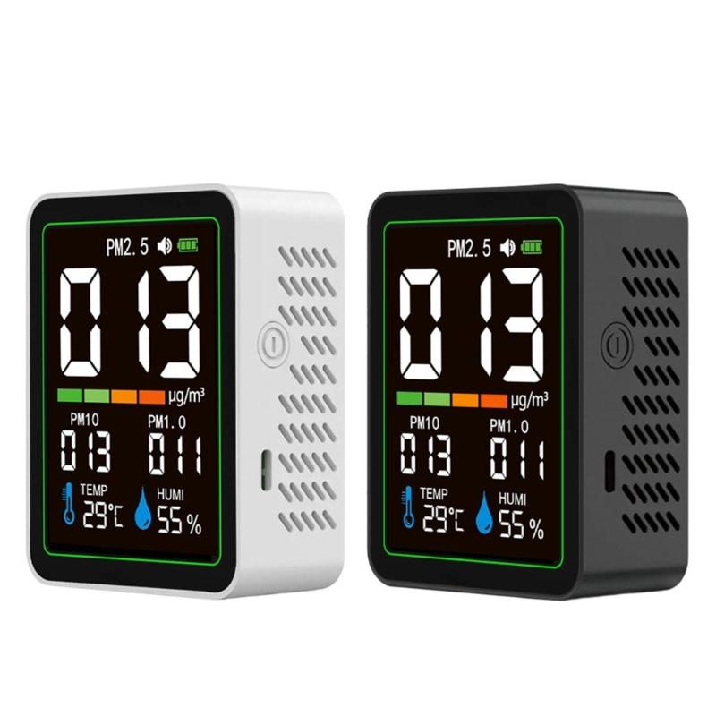 Air Quality Monitor for Realtime PM2.5 PM10 PM1.0 Temperature Humidity Detection with Large Digital Display Design