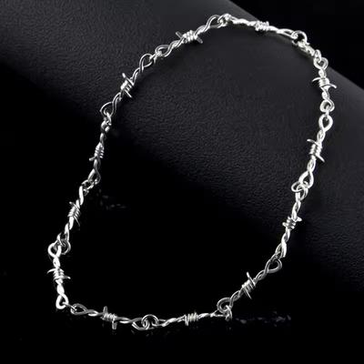 Małe Drut Kolczasty Żelazo Unisex Choker Naszyjnik Bransoletka Kobiety Hip-hop Gotycki Punk Drut Kolczasty Małe Kolce Łańcuch Biżuteria