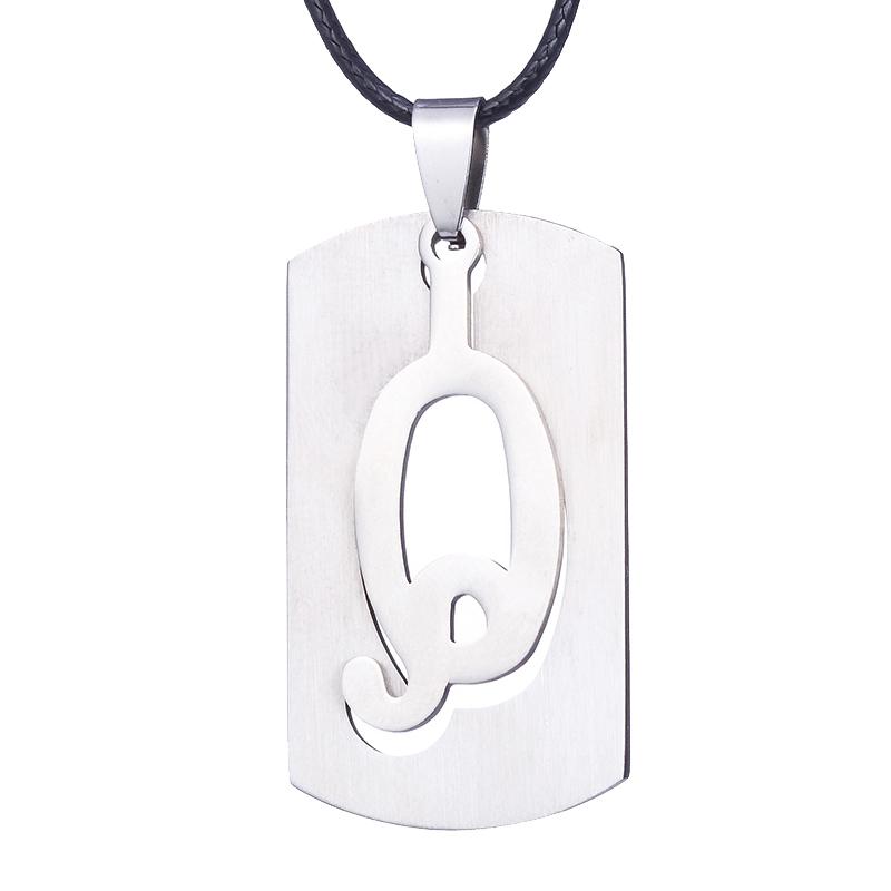 ZRM Jewelry Stainless Steel 26 English Alphabet Pendant Necklace Men Jewelry Personality Hollow Letter Pendant Friends Gifts