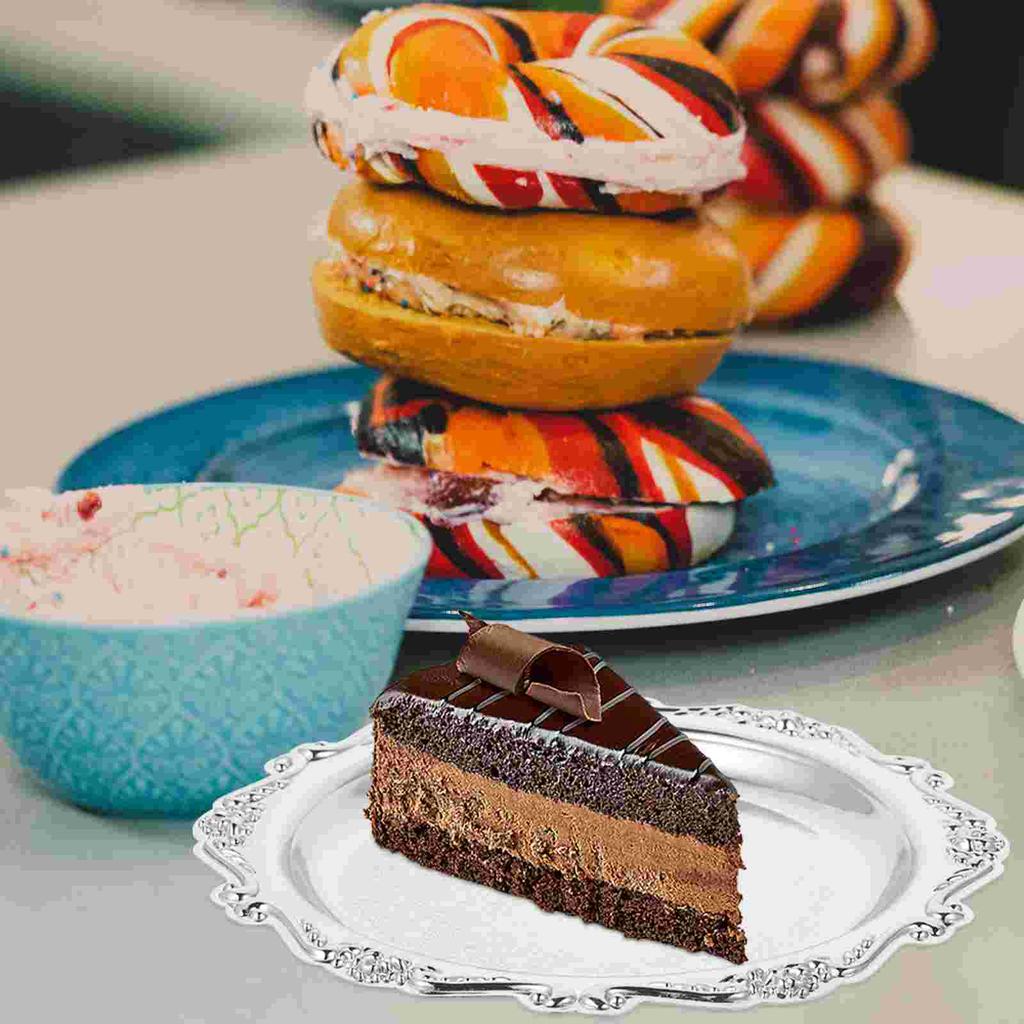 Jewelry Tray Iron Cake Pan Miss Ring Holder Fruit Round Events Plate Coffee Table