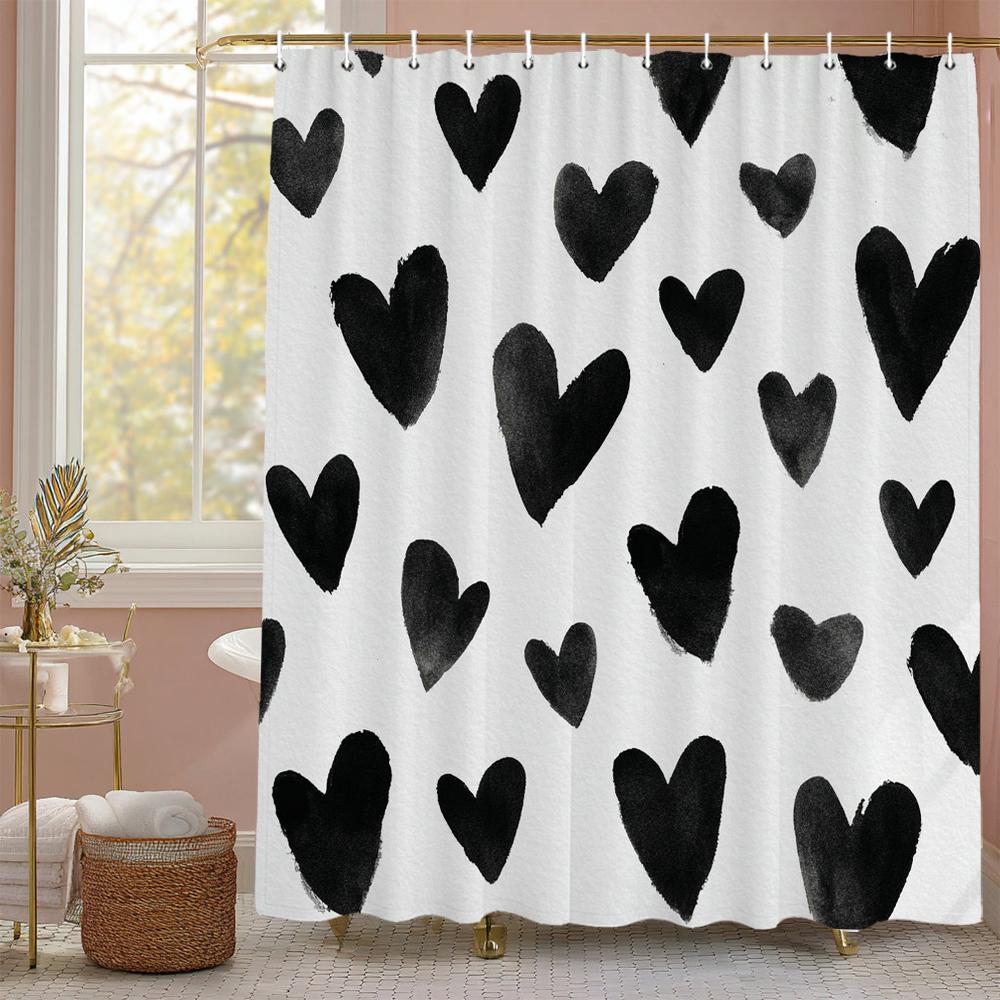 

Red Love Romantic Printing Shower Curtain, Bathroom Decorative Shower Curtain, Valentine S Day Home Curtain With Hooks W60H190(CM)-1 Pcs