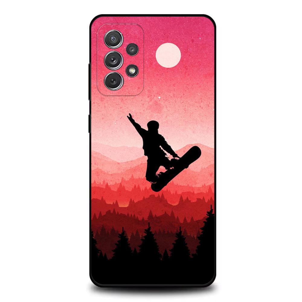 Skiing Snow Snowboard Ski Phone Case For Samsung S25,S24,S21,S22,S23,S30,Ultra,S20,Plus,Fe,Lite,Note,10,9,5G Black Cover