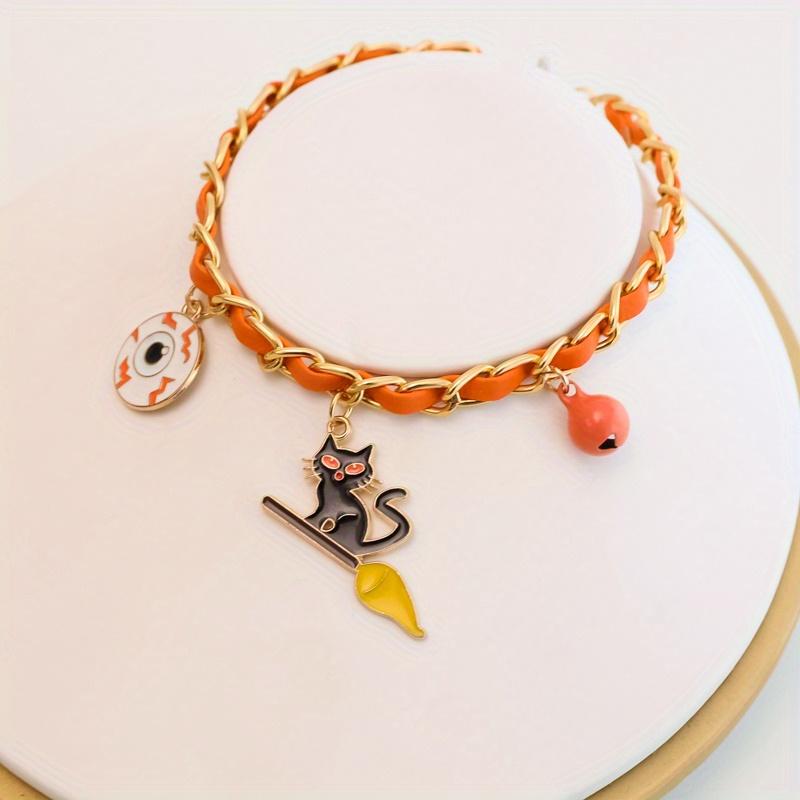 Pet Halloween Collar Velvet Metal Bell Pumpkin Bat Pendant Cat Dog Necklace Accessories