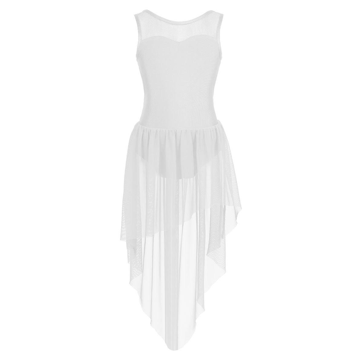 

Детское платье-купальник без рукавов для девочек с открытой спиной и высоким низом, балетное танцевальное гимнастическое трико белый